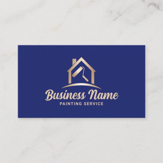 Huis Schilder Marine Blauw & Goud Schilderij Servi Visitekaartje (Voorkant)