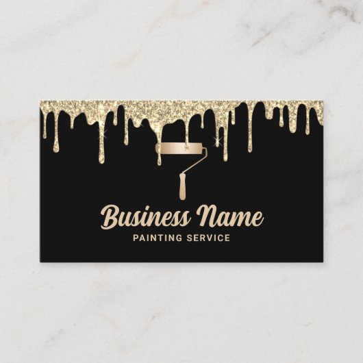 Huis Schilder Moderne Gouden Drips Schilderij Serv Visitekaartje (Voorkant)