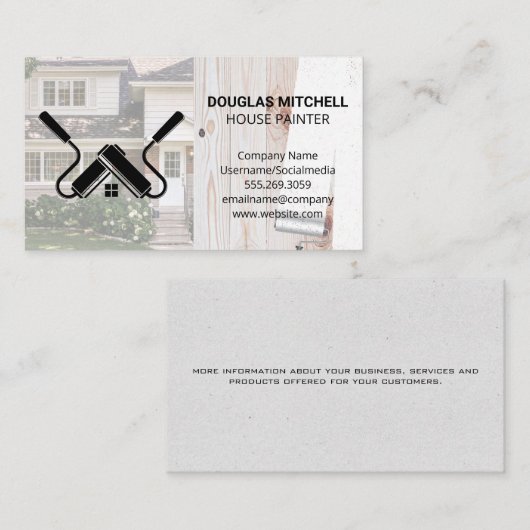 Huis Schilder | Verfroller op Hout Visitekaartje (Voorkant / Achterkant)