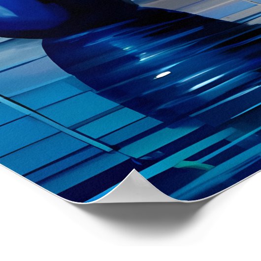 Huis schilderen uitzicht blauw deurdecoratieve pot poster (Hoek)