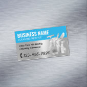 Huis Schoonmaak Blauw & Zilver Huishouding Magnetisch Visitekaartje (Voorbeeld)