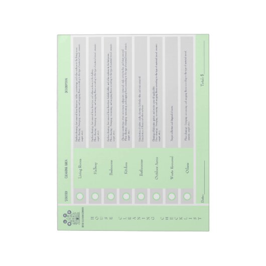 Huis Schoonmaak Checklist en Budget Notitieblok (Linkerzijde)