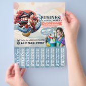 Huis schoonmaak Dienst Flyer Afscheur stroken (Hand)
