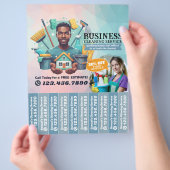 Huis schoonmaak Dienst Flyer Afscheur stroken (Hand)
