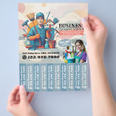 Huis schoonmaak Dienst Flyer Afscheur stroken (Hand)
