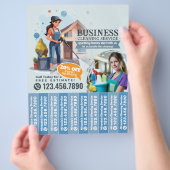 Huis schoonmaak Dienst Flyer Afscheur stroken (Hand)