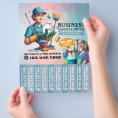 Huis schoonmaak Dienst Flyer Afscheur stroken (Hand)
