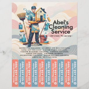 Huis schoonmaak Dienst Flyer Afscheur stroken