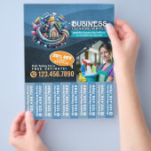 Huis schoonmaak Dienst Flyer Afscheur stroken (Hand)