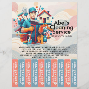Huis schoonmaak Dienst Flyer Afscheur stroken