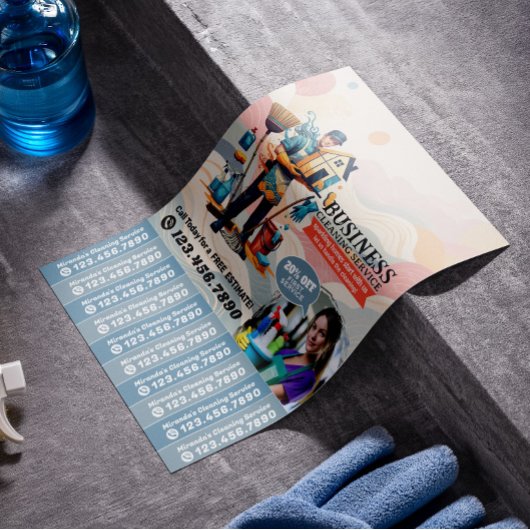 Huis schoonmaak Dienst Flyer Afscheur stroken