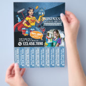Huis schoonmaak Dienst Flyer Afscheur stroken (Hand)