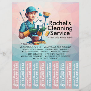 Huis schoonmaak Dienst Flyer Afscheur stroken