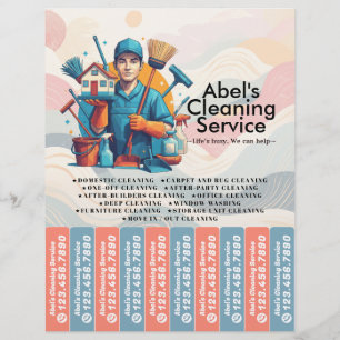 Huis schoonmaak Dienst Flyer Afscheur stroken