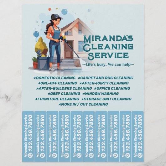 Huis schoonmaak Dienst Flyer Scheur Off Stroken (Voorkant)