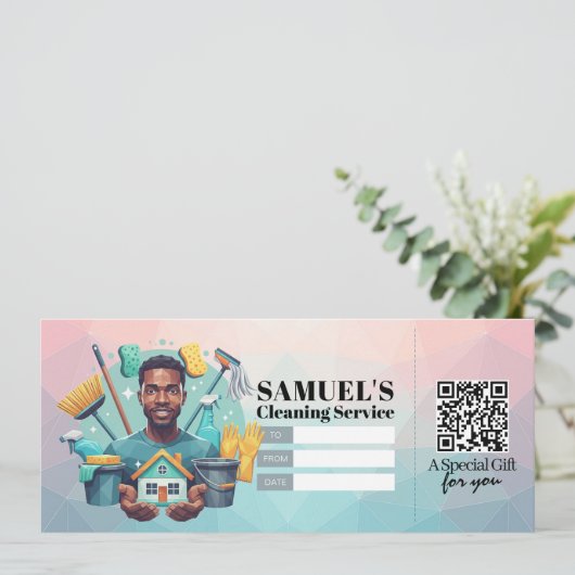 Huis Schoonmaak Diensten Cadeaubon Kaart (Staand voorkant)