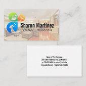 Huis Schoonmaak Diensten Iconen | Thuis Woonkamer  Visitekaartje (Voorkant / Achterkant)