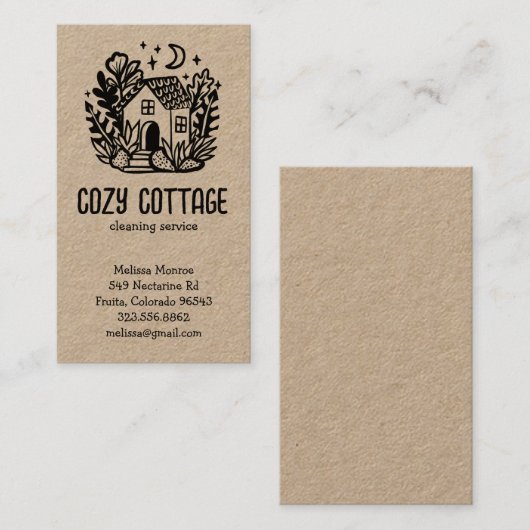 Huis Schoonmaak Diensten Schattige Huis Hand getro Visitekaartje (Voorkant / Achterkant)