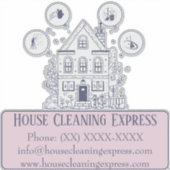 Huis Schoonmaak Express Sticker | Aangepast bedrij (Voorkant)