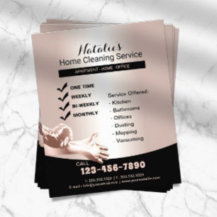 Huis Schoonmaak Huishoudelijke Dienst Rose Goud  Flyer