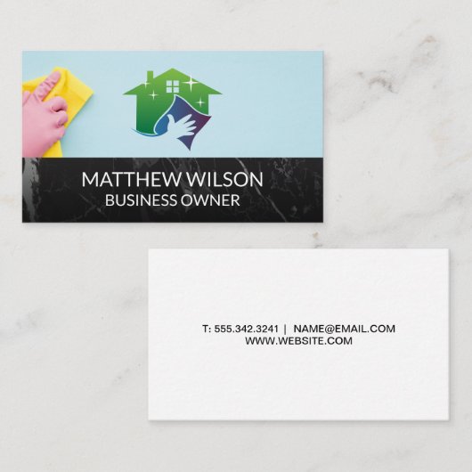 Huis Schoonmaak Logo | Dienstmeid Visitekaartje (Voorkant / Achterkant)