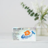Huis Schoonmaak Logo | Dienstmeid | Zeepbellen Visitekaartje (Staand voorkant)