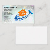 Huis Schoonmaak Logo | Dienstmeid | Zeepbellen Visitekaartje (Voorkant / Achterkant)