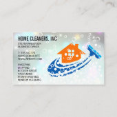 Huis Schoonmaak Logo | Dienstmeid | Zeepbellen Visitekaartje (Voorkant)