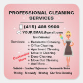 Huis Schoonmaak Maid Housekeeping Service Janitor Vierkante Sticker (Voorkant)