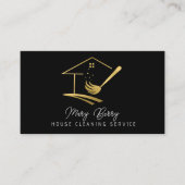 Huis Schoonmaak Maid Service Gold Mop Logo Visitekaartje (Voorkant)