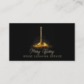 Huis Schoonmaak Maid Service Gold Mop Logo Visitekaartje (Voorkant)