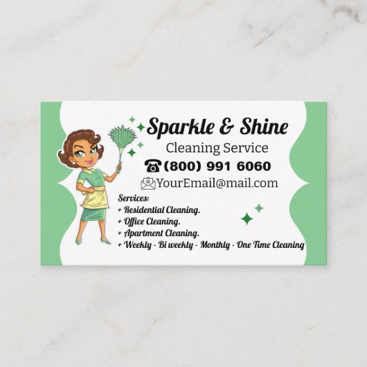 Huis Schoonmaak Maid Service Janitor Huishouding Visitekaartje (Voorkant)