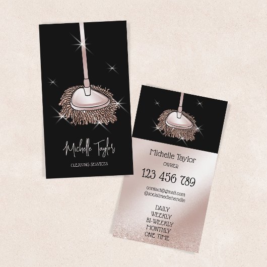 Huis Schoonmaak Maid Service Roos Gouden Glitter M Visitekaartje