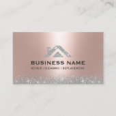 Huis Schoonmaak Realtor Modern Roos Gold & Silver Visitekaartje (Voorkant)