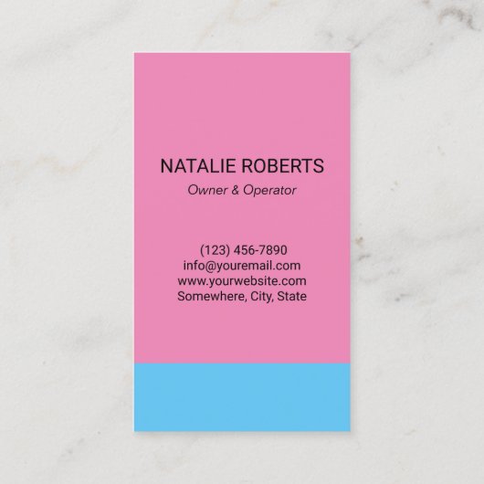 Huis Schoonmaak Retro Blauw & Roze Maid Service Visitekaartje (Achterkant)