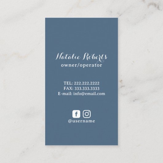 Huis Schoonmaak Retro Stofzuiger Dusty Blue Visitekaartje (Achterkant)