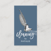 Huis Schoonmaak Retro Stofzuiger Dusty Blue Visitekaartje (Voorkant)