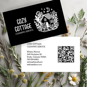 Huis Schoonmaak Schattigee Cottage Art Custom QR C Visitekaartje