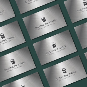 Huis Schoonmaak Service Bucket Logo Metal Visitekaartje