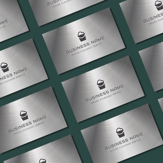Huis Schoonmaak Service Bucket Logo Metal Visitekaartje