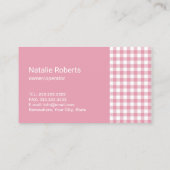 Huis Schoonmaak Service Cartoon Maid Pink Plaid Visitekaartje (Achterkant)