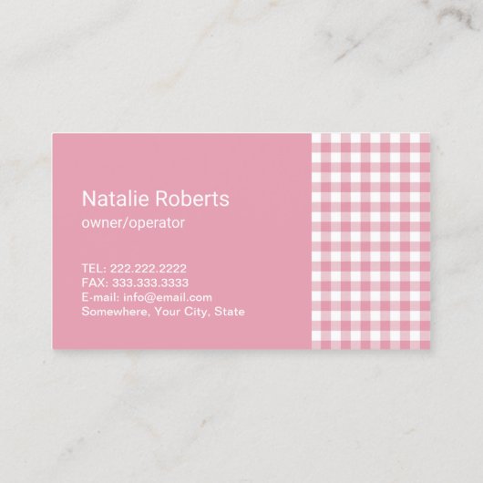 Huis Schoonmaak Service Cartoon Maid Pink Plaid Visitekaartje (Achterkant)