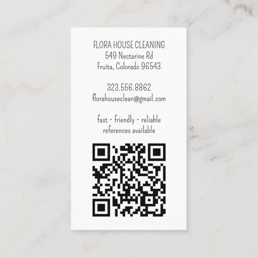 Huis Schoonmaak Service Home Hand getrokken Logo Q Visitekaartje (Achterkant)