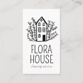 Huis Schoonmaak Service Home Hand getrokken Logo Q Visitekaartje (Voorkant)