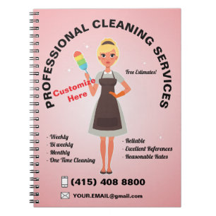 Huis schoonmaak Service Maid Janitorial Lady Notitieboek