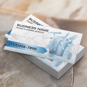 Huis schoonmaak Service Modern Blauw Marmer Visitekaartje