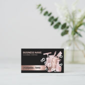 Huis schoonmaak Service Modern Roos gouden bubbels Visitekaartje (Staand voorkant)