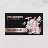 Huis schoonmaak Service Modern Roos gouden bubbels Visitekaartje (Voorkant)