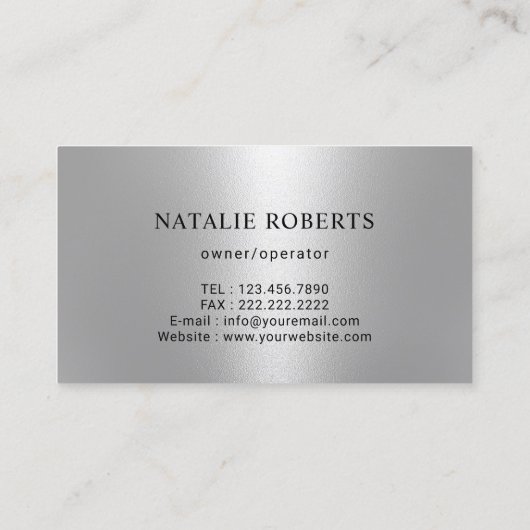 Huis schoonmaak Service Modern zilver Metallic Visitekaartje (Achterkant)