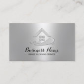 Huis schoonmaak Service Modern zilver Metallic Visitekaartje (Voorkant)